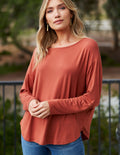 Bamboo Dolman Long Sleeve Tee - Rust