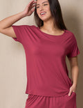 Bamboo Dolman Pajama Tee - Burgundy Rose