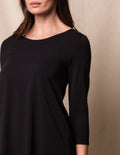 Bamboo / Organic Cotton Asymmetric 3/4 Sleeve Tunic - Black