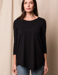 Bamboo / Organic Cotton Asymmetric 3/4 Sleeve Tunic - Black