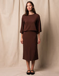 Soft Touch Bamboo Midi Skirt - Espresso