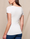 Bamboo Close Fit V-Neck Top - Soft White