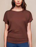 Bamboo Scoop Neck Dolman Tunic - Cocoa