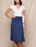 Bamboo Shirred Waist Skirt - Navy