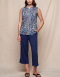 Linen / Bamboo Soft Waist Capri Pants - Indigo