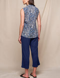 Linen / Bamboo Soft Waist Capri Pants - Indigo