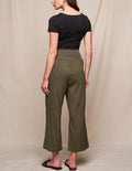 Linen / Bamboo Soft Waist Capri Pants - Olive