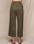 Linen / Bamboo Soft Waist Capri Pants - Olive