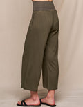 Linen / Bamboo Soft Waist Capri Pants - Olive