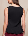 Linen / Bamboo Peplum Tank - Black
