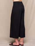 Linen / Bamboo Soft Waist Capri Pants - Black
