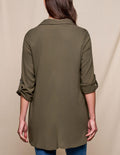 Linen / Bamboo Button Front Tunic - Olive