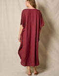 Linen / Bamboo Caftan - Burgundy