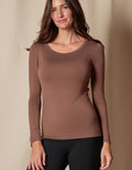Bamboo Close Fit Long Sleeve Tee - Chocolate