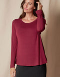Bamboo Relaxed Long Sleeve Tee - Burgundy
