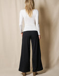 Bamboo Ponte Wide Leg Pants - Black