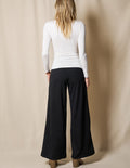 Bamboo Ponte Wide Leg Pants - Black