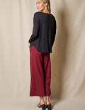 Bamboo Ponte Cropped Pants - Burgundy