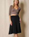 Bamboo Shirred Waist Skirt - Black
