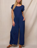 Bamboo Short Sleeve Jumpsuit - Navy