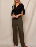Linen / Bamboo Soft Waist Pants - Olive