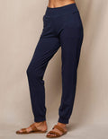 Bamboo / Organic Cotton Flat Waist Comfort Joggers - Navy