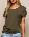 Bamboo Scoop Neck Dolman Tunic - Olive