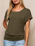 Bamboo Scoop Neck Dolman Tunic - Olive