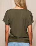 Bamboo Scoop Neck Dolman Tunic - Olive