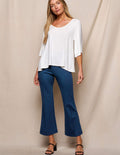 Bamboo Ponte Knit Flare Pants - Navy