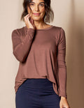 Bamboo Relaxed Long Sleeve Tee - Chocolate