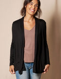 Bamboo Banded Front Cardigan - Black - Small Only