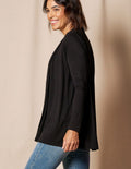 Bamboo Banded Front Cardigan - Black - Small Only