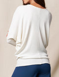 Waffle Knit Bamboo Dolman Sweater - White