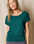 Bamboo Scoop Neck Dolman Tunic - Teal