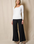 Bamboo Ponte Wide Leg Pants - Black