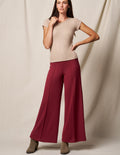 Bamboo Ponte Wide Leg Pants - Burgundy