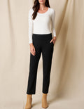 Bamboo / Organic Cotton Flat Waist Ankle Pants - Black