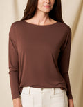 Bamboo Dolman Long Sleeve Tee - Cocoa
