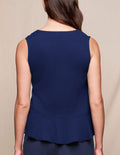 Linen / Bamboo Peplum Tank - Indigo