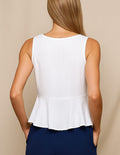 Linen / Bamboo Peplum Tank - White