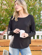 Bamboo Dolman Long Sleeve Tee - Black- L and XL Only