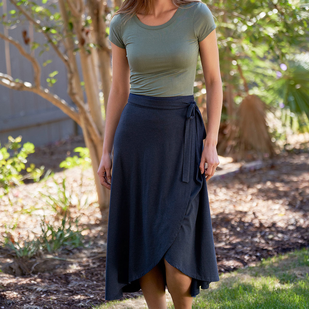 Bamboo Organic Cotton Wrap Skirt Titanium — Sivana1