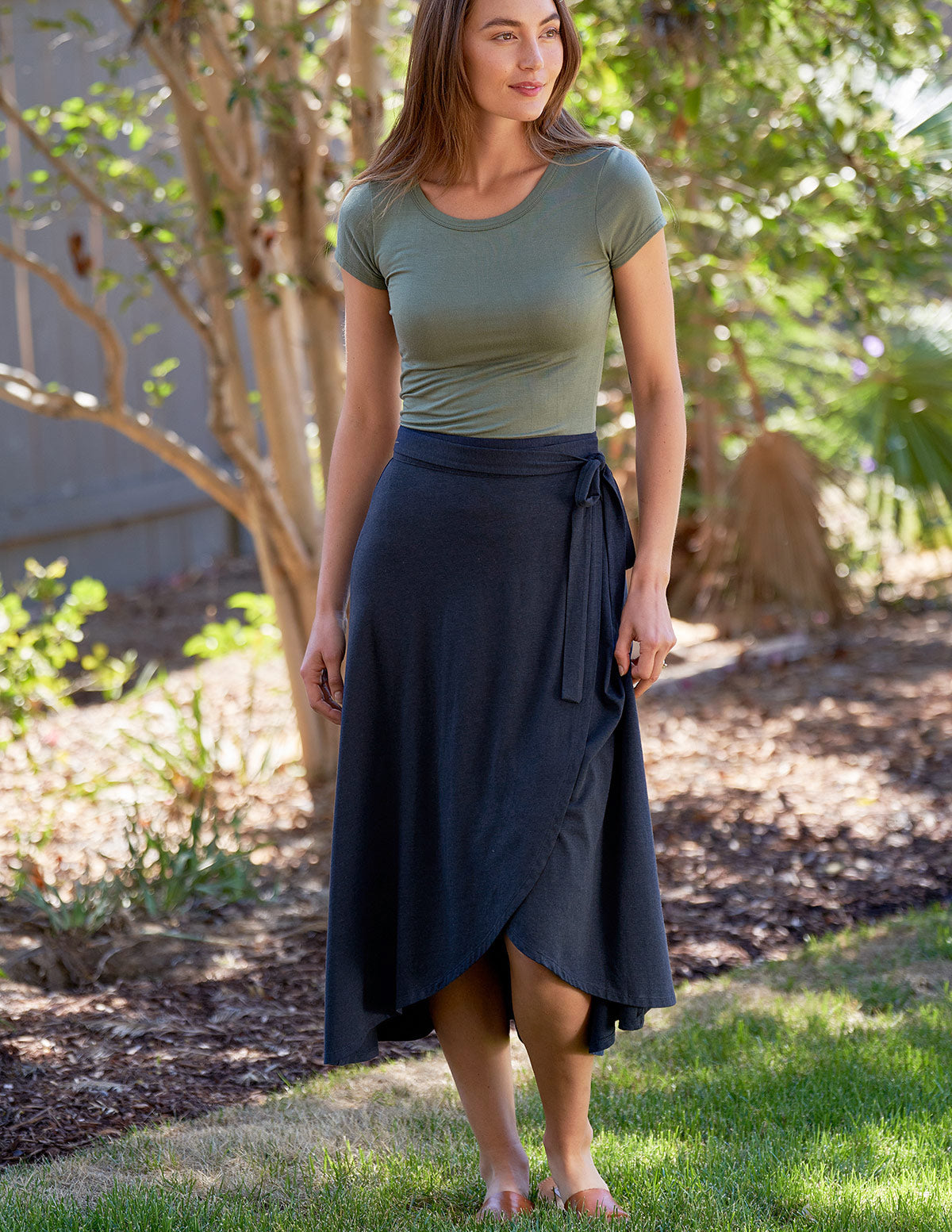 Bamboo / Organic Cotton Wrap Skirt - Titanium — Sivana