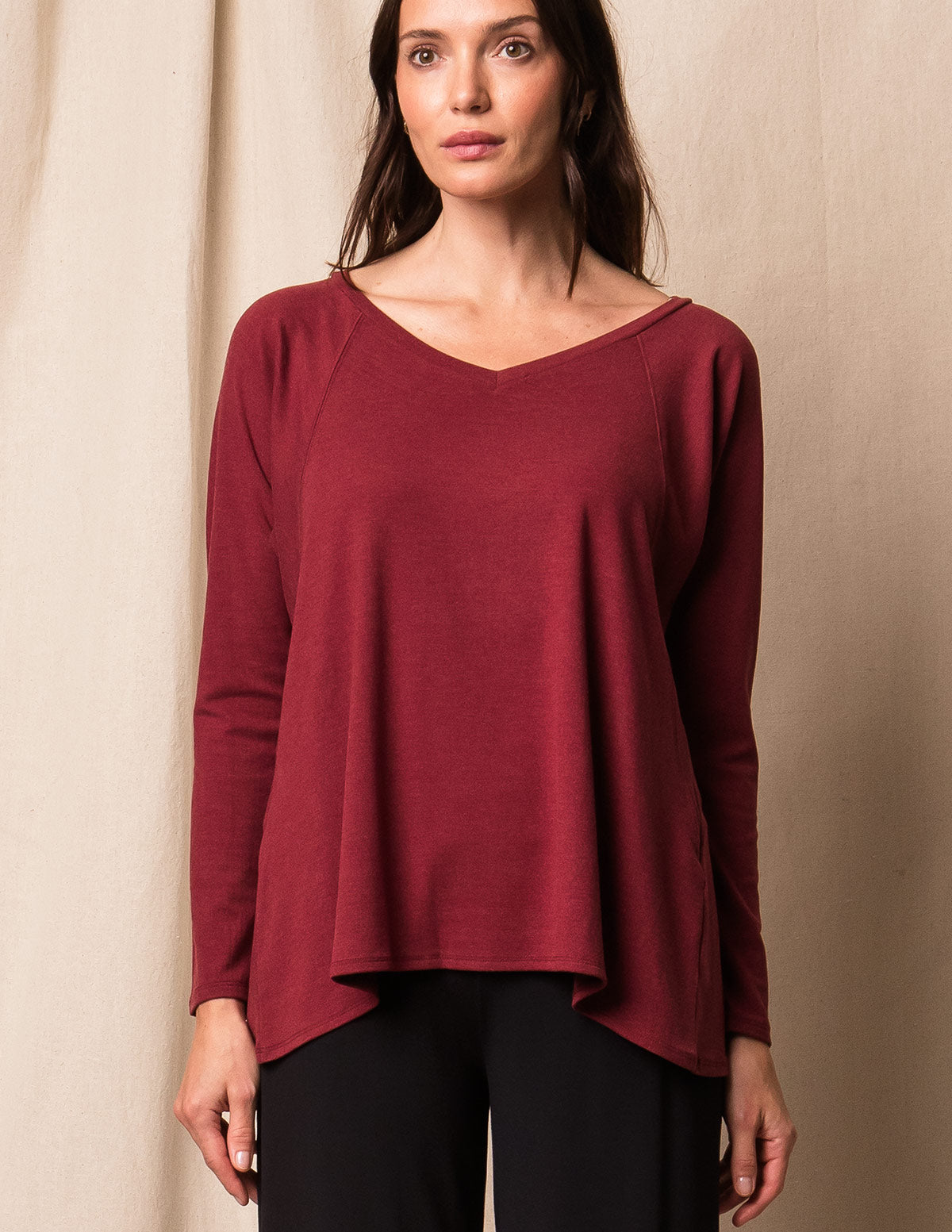 Soft Touch Bamboo A-Line Tunic - Cabernet