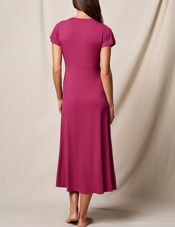 Bamboo Maxi Sleep Dress - Raspberry