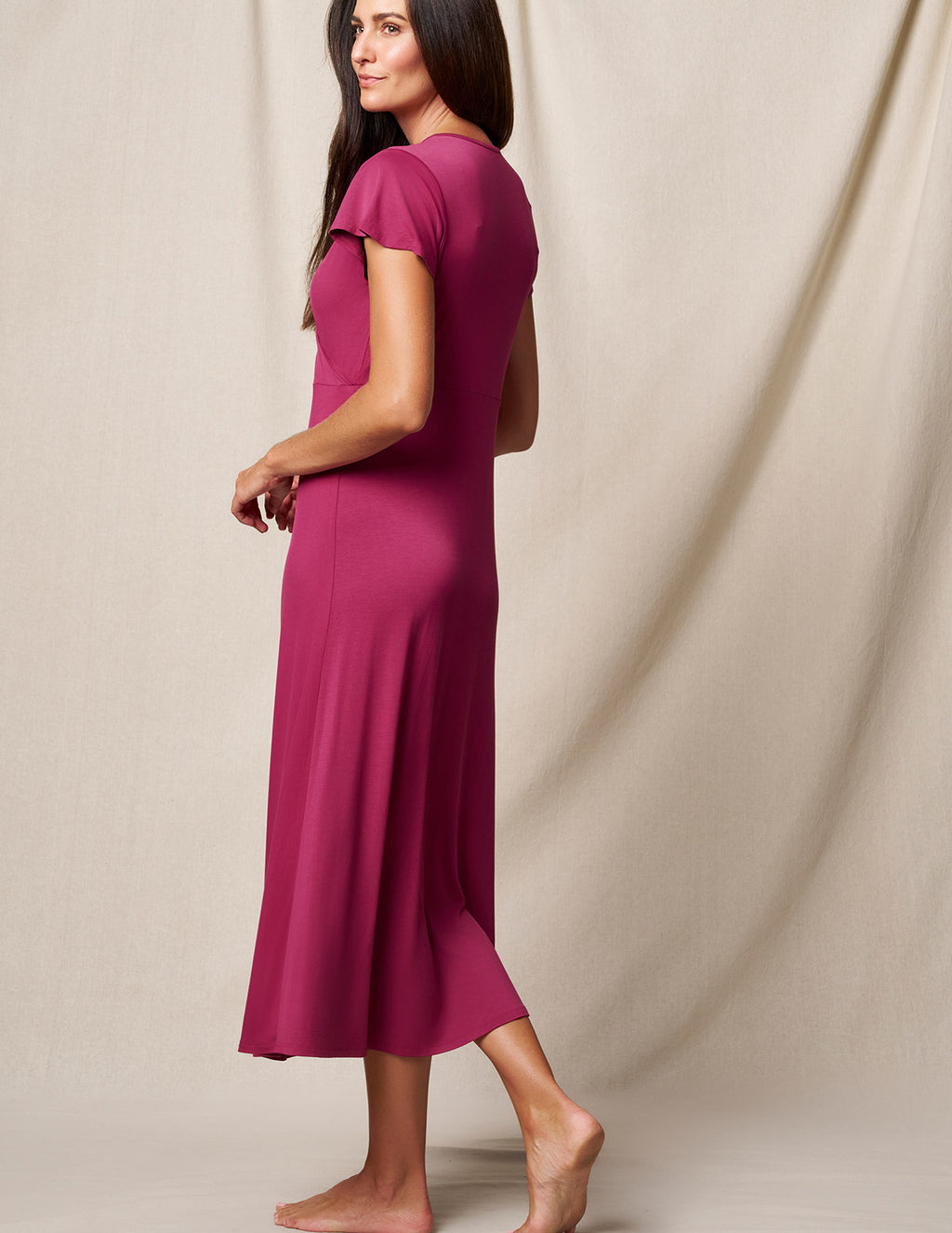 Bamboo Maxi Sleep Dress - Raspberry