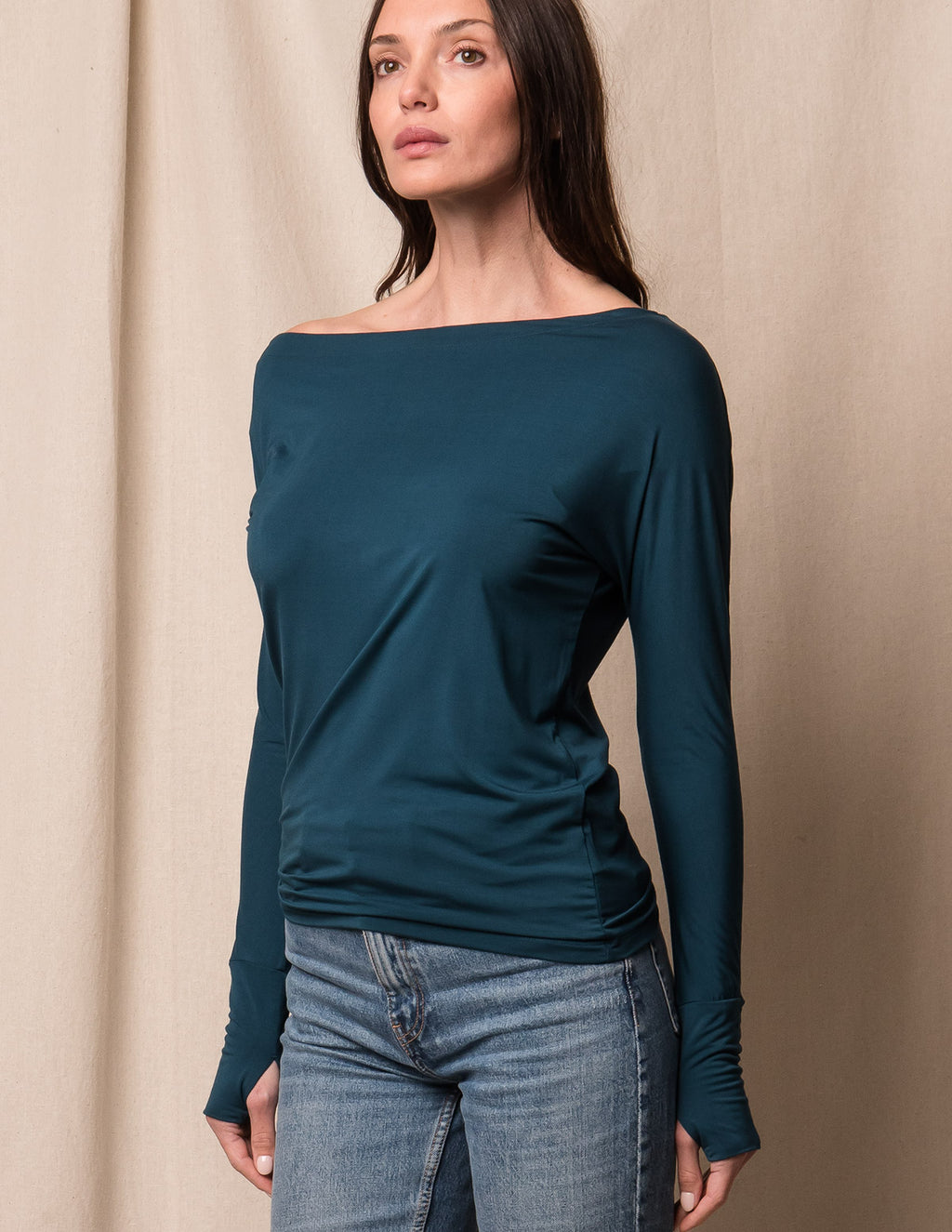 Bamboo Off Shoulder Top - Deep Sea