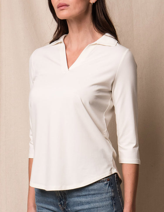 Bamboo / Organic Cotton Polo Tee - Cloud