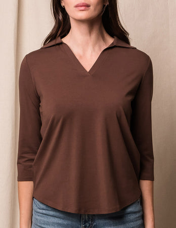 Bamboo / Organic Cotton Polo Tee - Espresso — Sivana